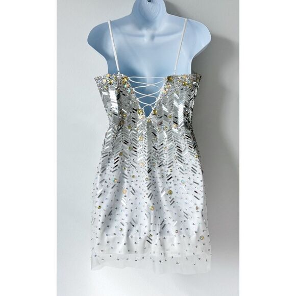 Dave & Johnny Sequin Lace-Up Backless Bodycon Dress | Size 7/8 - Picture 8 of 15